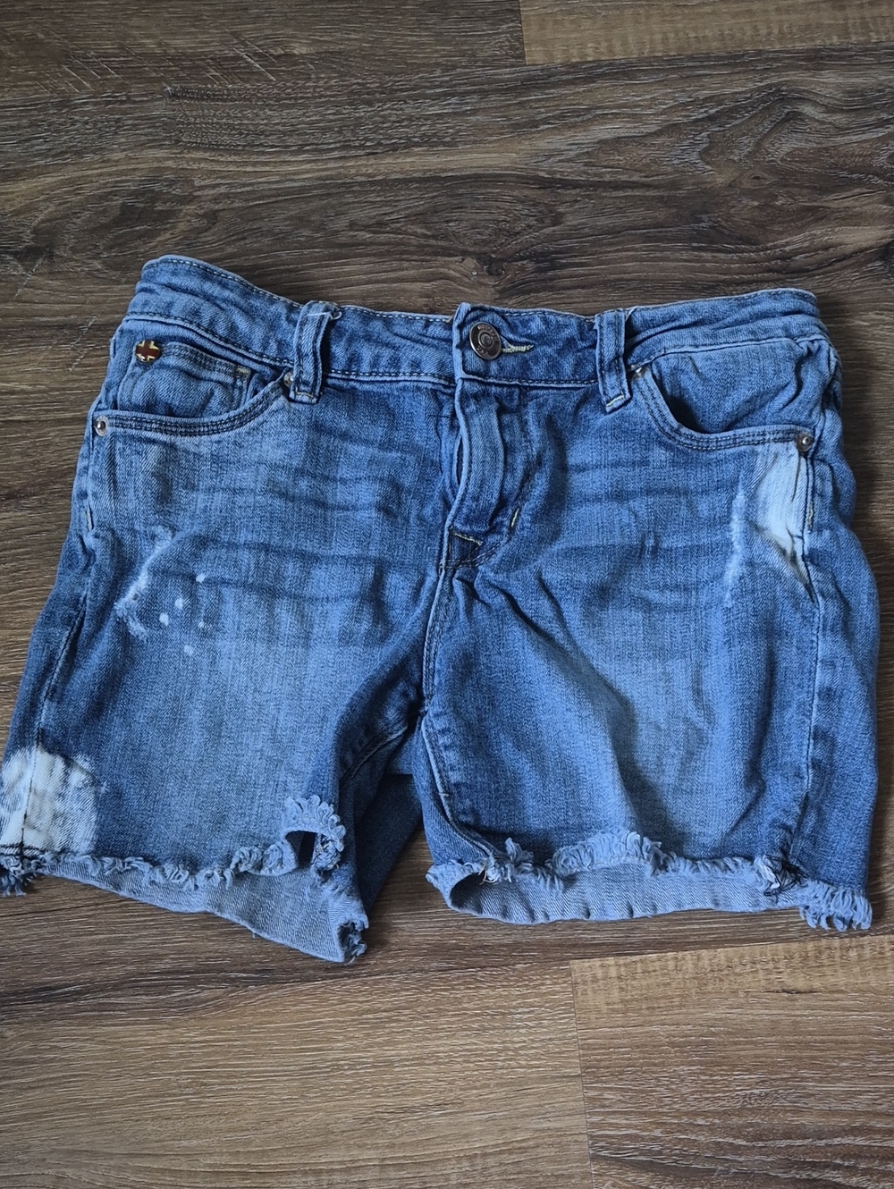 Hudson Girls Distressed Paint Splatter Denim Cutoff Shorts Blue Wash Size 16